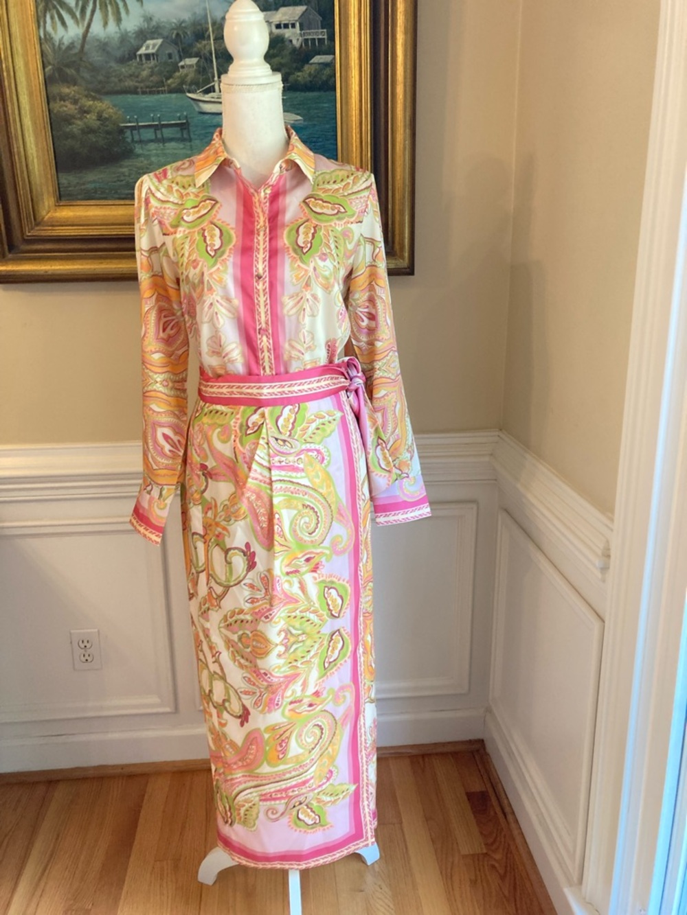 ANTONIO MELANI Set Clio Paisley Scarf Print Satin Top & Skirt - Picture 2 of 12